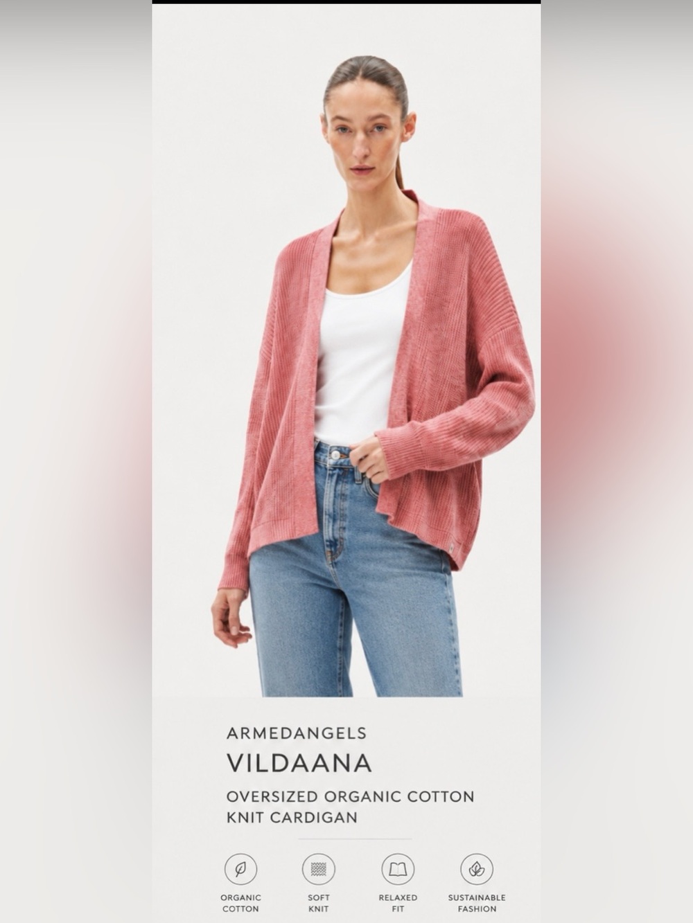 Armedangels VILDAANA Oversized Organic Cotton Knit Cardigan Sweater